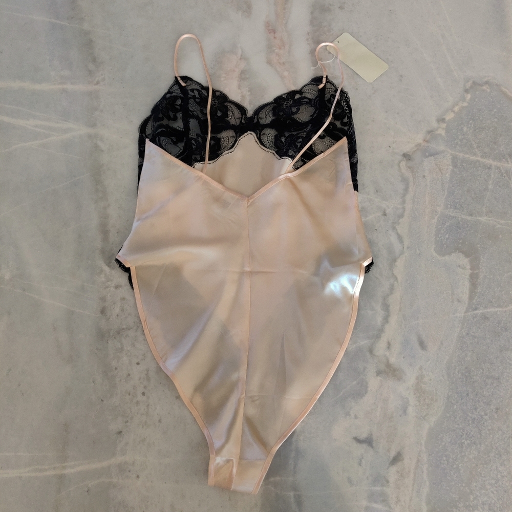 NWT Silk Teddy Bodysuit | Satin Pink Vintage Sexy Lingerie - Picture 2 of 5